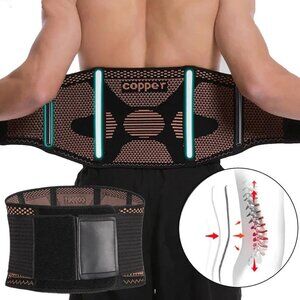 Waist Support Brace Belt Copper Lumbar Lower Back Pain Relief For Men Women